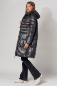 Оптом Пальто утепленное с капюшоном зимнее женское  черного цвета 442116Ch в Казани, фото 3