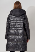 Оптом Пальто утепленное с капюшоном зимнее женское  черного цвета 442116Ch, фото 7