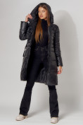 Оптом Пальто утепленное с капюшоном зимнее женское  черного цвета 442116Ch в Казани, фото 8
