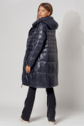 Оптом Пальто утепленное с капюшоном зимнее женское  темно-синего цвета 442116TS, фото 7