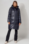 Оптом Пальто утепленное с капюшоном зимнее женское  темно-синего цвета 442116TS, фото 10