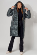 Оптом Пальто утепленное с капюшоном зимнее женское  темно-зеленого цвета 442116TZ в Екатеринбурге, фото 17