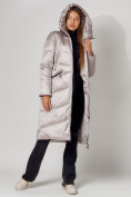 Оптом Пальто утепленное зимнее женское  бежевого цвета 442152B в Екатеринбурге, фото 9