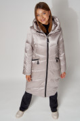 Оптом Пальто утепленное зимнее женское  бежевого цвета 442152B, фото 12