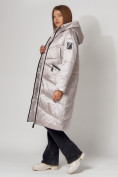 Оптом Пальто утепленное зимнее женское  бежевого цвета 442152B в Екатеринбурге, фото 2