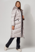 Оптом Пальто утепленное зимнее женское  бежевого цвета 442152B в Казани, фото 3