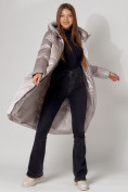 Оптом Пальто утепленное зимнее женское  бежевого цвета 442152B в Екатеринбурге, фото 4