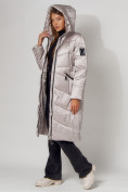 Оптом Пальто утепленное зимнее женское  бежевого цвета 442152B в Казани, фото 8