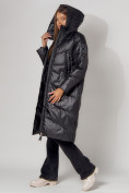 Оптом Пальто утепленное зимнее женское  черного цвета 442152Ch в Екатеринбурге, фото 15