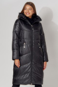 Оптом Пальто утепленное зимнее женское  черного цвета 442152Ch в Екатеринбурге, фото 2