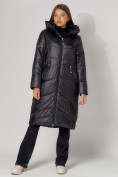 Оптом Пальто утепленное зимнее женское  черного цвета 442152Ch в Екатеринбурге