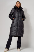 Оптом Пальто утепленное зимнее женское  черного цвета 442152Ch в Екатеринбурге, фото 4