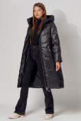 Оптом Пальто утепленное зимнее женское  черного цвета 442152Ch в Екатеринбурге, фото 9