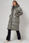 Оптом Пальто утепленное зимнее женское  цвета хаки 442152Kh в Екатеринбурге, фото 3