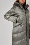 Оптом Пальто утепленное зимнее женское  цвета хаки 442152Kh в Екатеринбурге, фото 12