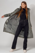 Оптом Пальто утепленное зимнее женское  цвета хаки 442152Kh в Екатеринбурге, фото 6