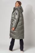 Оптом Пальто утепленное зимнее женское  цвета хаки 442152Kh в Екатеринбурге, фото 8