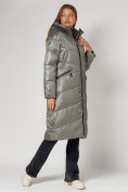 Оптом Пальто утепленное зимнее женское  цвета хаки 442152Kh в Екатеринбурге, фото 5