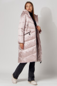 Оптом Пальто утепленное зимнее женское  розового цвета 442152R, фото 10