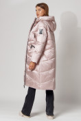 Оптом Пальто утепленное зимнее женское  розового цвета 442152R, фото 12