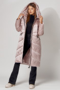 Оптом Пальто утепленное зимнее женское  розового цвета 442152R, фото 13