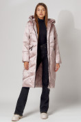Оптом Пальто утепленное зимнее женское  розового цвета 442152R, фото 8