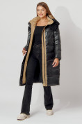 Оптом Пальто утепленное с капюшоном зимнее женское  черного цвета 442181Ch, фото 3