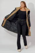 Оптом Пальто утепленное с капюшоном зимнее женское  черного цвета 442181Ch, фото 2