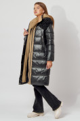 Оптом Пальто утепленное с капюшоном зимнее женское  черного цвета 442181Ch, фото 5