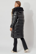 Оптом Пальто утепленное с капюшоном зимнее женское  черного цвета 442181Ch, фото 6