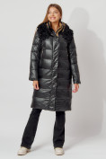 Оптом Пальто утепленное с капюшоном зимнее женское  черного цвета 442181Ch, фото 7