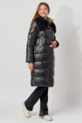 Оптом Пальто утепленное с капюшоном зимнее женское  черного цвета 442181Ch, фото 8