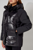 Оптом Полупальто утепленное зимнее женское черного цвета 442182Ch в Екатеринбурге, фото 7