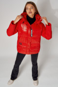 Оптом Полупальто утепленное зимнее женское красного цвета 442182Kr в Казани, фото 11
