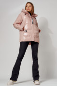 Оптом Полупальто утепленное зимнее женское розового цвета 442182R в Екатеринбурге, фото 10