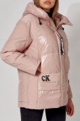 Оптом Полупальто утепленное зимнее женское розового цвета 442182R в Екатеринбурге, фото 14