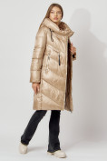 Оптом Пальто утепленное с капюшоном зимнее женское  бежевого цвета 442185B, фото 2