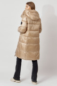Оптом Пальто утепленное с капюшоном зимнее женское  бежевого цвета 442185B, фото 4