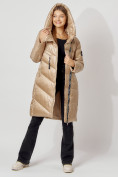 Оптом Пальто утепленное с капюшоном зимнее женское  бежевого цвета 442185B, фото 7