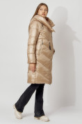 Оптом Пальто утепленное с капюшоном зимнее женское  бежевого цвета 442185B в Казани, фото 9
