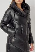 Оптом Пальто утепленное с капюшоном зимнее женское  черного цвета 442185Ch в Екатеринбурге, фото 15
