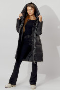 Оптом Пальто утепленное с капюшоном зимнее женское  черного цвета 442185Ch в Екатеринбурге, фото 6