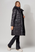 Оптом Пальто утепленное с капюшоном зимнее женское  черного цвета 442186Ch в Екатеринбурге, фото 5
