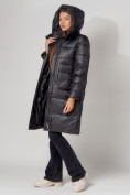 Оптом Пальто утепленное с капюшоном зимнее женское  черного цвета 442186Ch в Екатеринбурге, фото 3