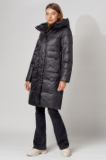Оптом Пальто утепленное с капюшоном зимнее женское  черного цвета 442186Ch в Екатеринбурге, фото 8