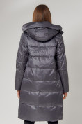 Оптом Пальто утепленное с капюшоном зимнее женское  темно-серого цвета 442186TC, фото 13