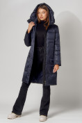 Оптом Пальто утепленное с капюшоном зимнее женское  темно-синего цвета 442186TS в Екатеринбурге, фото 5
