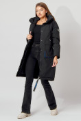 Оптом Пальто утепленное с капюшоном зимнее женское  черного цвета 442187Ch в Екатеринбурге, фото 10