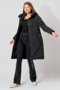 Оптом Пальто утепленное с капюшоном зимнее женское  черного цвета 442187Ch в Екатеринбурге, фото 11