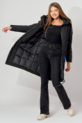 Оптом Пальто утепленное с капюшоном зимнее женское  черного цвета 442187Ch в Екатеринбурге, фото 13